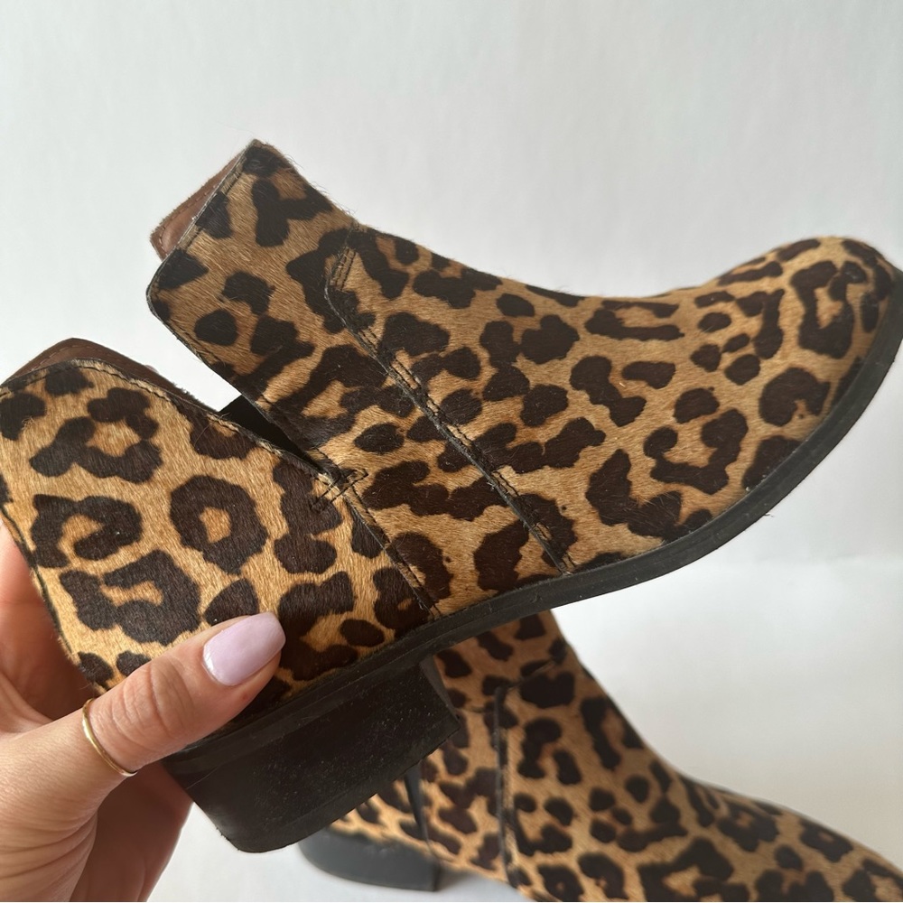Franco Sarto Leopard Print Booties | Size 8 | Real Fur (Dyed Cow Hair) - Picture 3 of 5